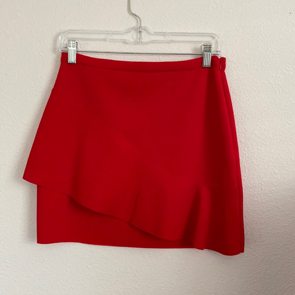 Topshop red ruffle skirt size 6